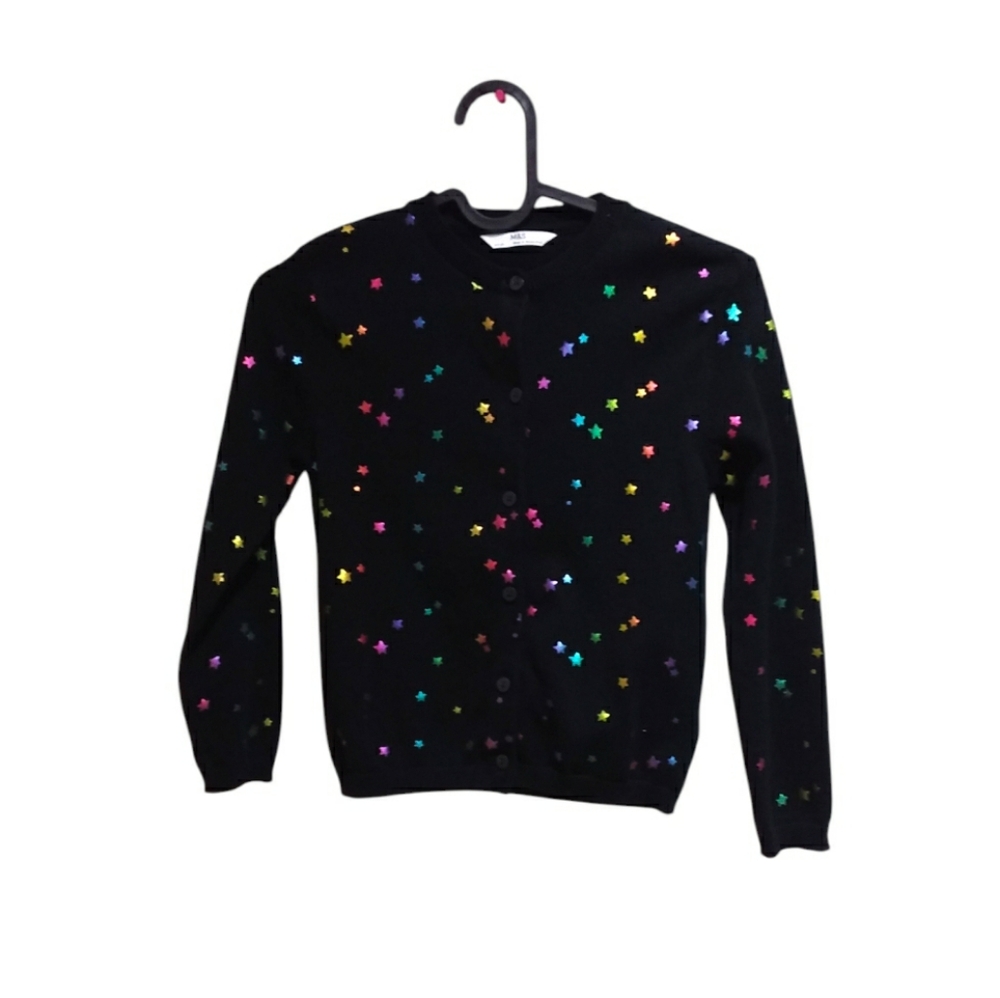 M+S Girls Rainbow Star Cardigan